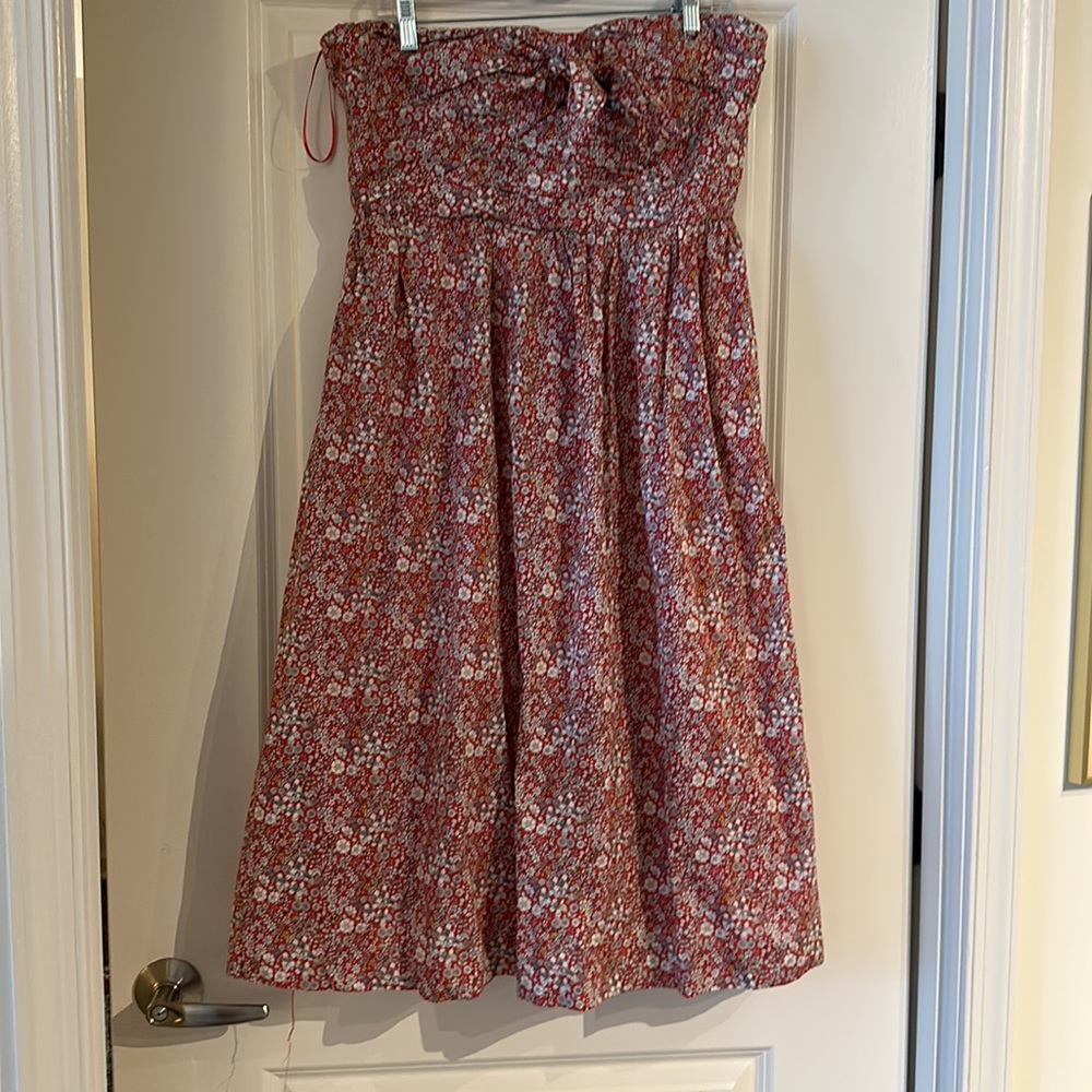 JCrew liberty of London red strapless midi dress NWT sz 12